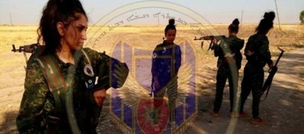 Imagem divulgada na página do Facebook do grupo Forças de Proteção da Mulher Beznahrin Imagem divulgada na página do Facebook do grupo Forças de Proteção da Mulher Beznahrin