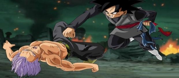 Black peleando con Trunks del futuro Black peleando con Trunks del futuro