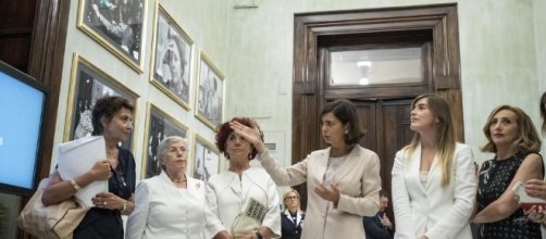 Laura Boldrini durante la presentazione della nuova sala di Montecitorio.