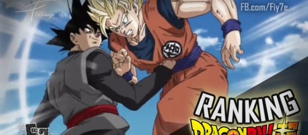 Dragon Ball Super: Black golpeando a Goku Dragon Ball Super: Black golpeando a Goku