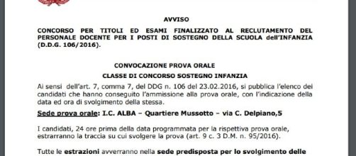 calendari orali infanzia e primaria sostegno