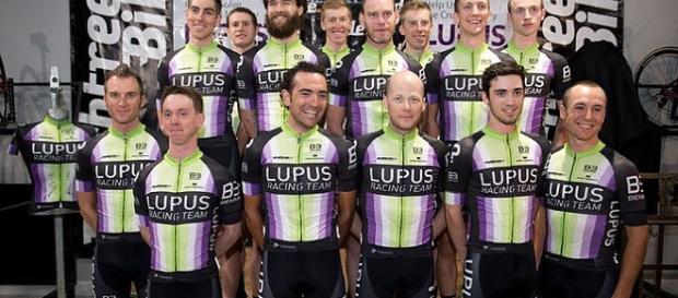 Chris Horner, front row, fourth from the left, with his Lupus Racing Team squad. Chris Horner, front row, fourth from the left, with his Lupus Racing Team squad.
