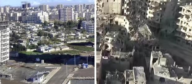 Tomas de la Ciudad de Homs: antes y despues de la Guerra Tomas de la Ciudad de Homs: antes y despues de la Guerra