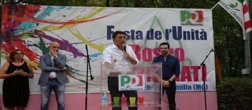 Il presidente del Consiglio, Matteo Renzi, partecipa alla Festa dell'Unità di Bosco Albergati (Modena)