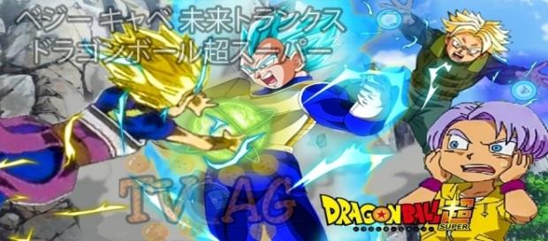 Vegeta y sus 3 discípulos, Kyabe, Trunks del futuro y Trunks pequeño Vegeta y sus 3 discípulos, Kyabe, Trunks del futuro y Trunks pequeño