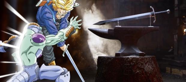 Imagen de Trunks en el anime y la espada en la vida real Imagen de Trunks en el anime y la espada en la vida real