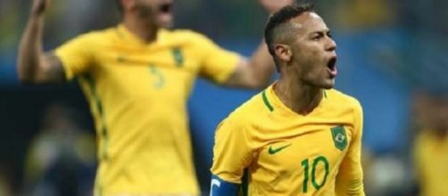 L'esultanza di Neymar dopo il gol realizzato contro la Colombia