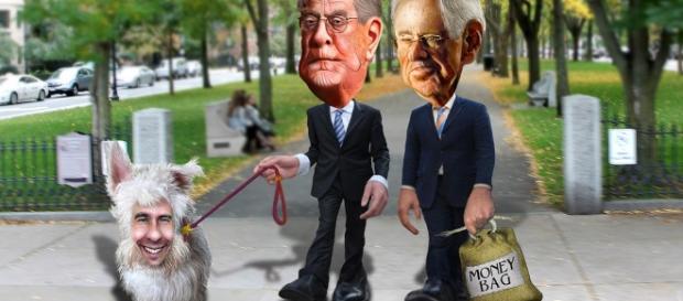 Flickr depiction of Koch Brothers with their lap dog Scott Walker Flickr depiction of Koch Brothers with their lap dog Scott Walker