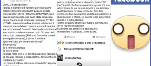 Il post di denuncia apparso su facebook