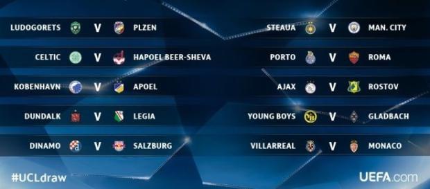 Os jogos de ida da fase de playoffs da Liga dos Campeões temporada 2016/2017 acontecem nos dias 16 e 17 de agosto. Os jogos de ida da fase de playoffs da Liga dos Campeões temporada 2016/2017 acontecem nos dias 16 e 17 de agosto.