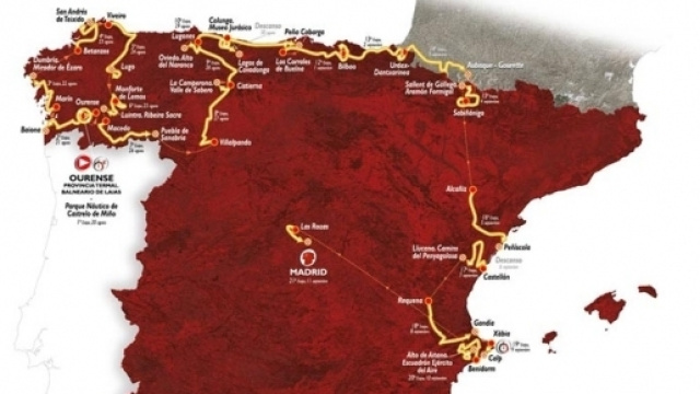 Vuelta a Espa&ntilde;a 2016, tappe nel percorso