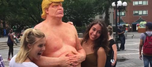 Naked Donald Trump statue in Union Square. YouTube screengrab.