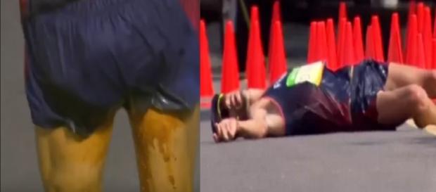 Atleta faz cocô enquanto corre Atleta faz cocô enquanto corre