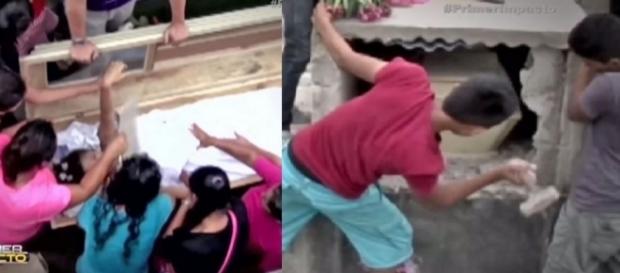 Familiares fizeram de tudo para tirar garota de caixão Familiares fizeram de tudo para tirar garota de caixão