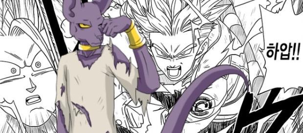 Imagen del manga con un fan-art de Bills apenas despierto Imagen del manga con un fan-art de Bills apenas despierto