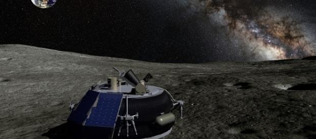 Moon Express MX-1 lander on the lunar surface Moon Express MX-1 lander on the lunar surface