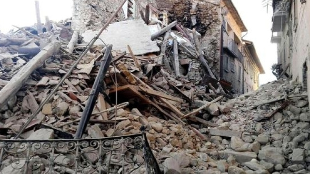 Macerie nel piccolo comune di Amatrice.