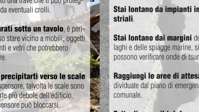 Il vademecum per chi si trova in zone terremotate disposto dalla Croce Rossa Italiana