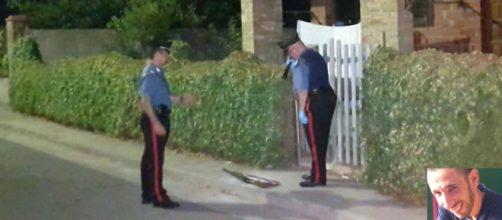 L'arma del delitto e i Carabinieri sul luogo dell'omicidio. Nella foto piccola la vittima.