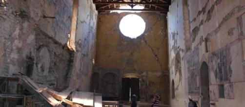 La Basilica di San Francesco, Amatrice, e danni subiti dal terremoto. Fonte: Ansa.
