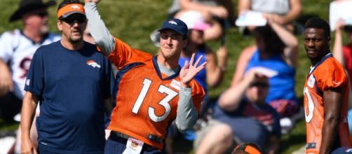Trevor Siemian (#13) is looking like a favorite to be named Denver's starting quarterback for the 2016 NFL season. Photo c/o Denver Post.