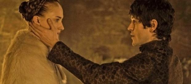 Ramsay Bolton e Sansa Stark, em Game of Thrones Ramsay Bolton e Sansa Stark, em Game of Thrones