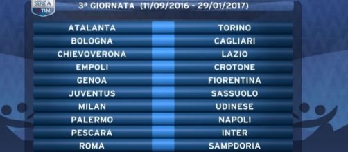Serie A, calendario quarta giornata