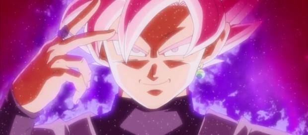 Goku Black, dévoilant le Super Saiyan Rosé. Goku Black, dévoilant le Super Saiyan Rosé.