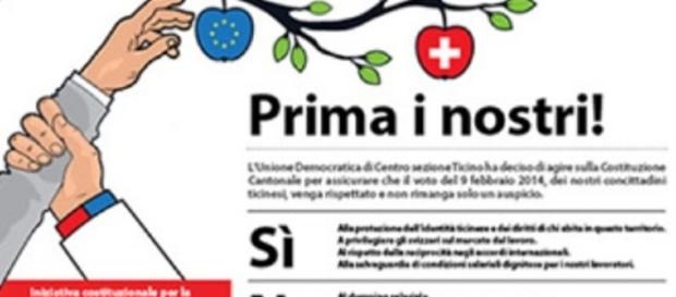 Propaganda Udc svizzero "Prima i nostri!" Propaganda Udc svizzero "Prima i nostri!"
