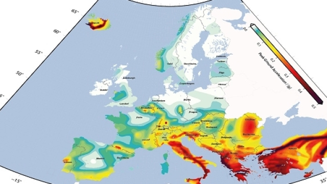 Una mappa delle zone sismiche dell'Europa