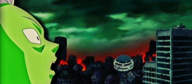 Zamasu observa un futuro completamente aterrador. Zamasu observa un futuro completamente aterrador.