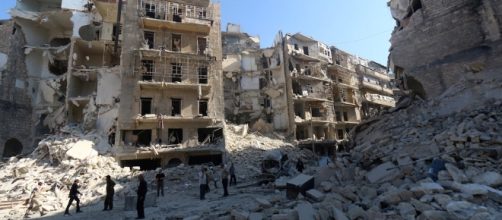 Siria, un'immagine delle macerie di Aleppo
