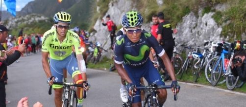 Alberto Contador con Nairo Quintana