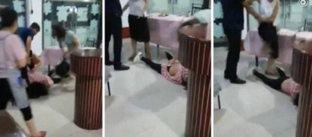 Suposta amante é espancada por esposas em restaurante Suposta amante é espancada por esposas em restaurante