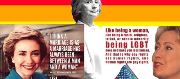 En campagne pour Bill, elle était pour le mariage homme-femme ; pour elle, elle soutient les droits des homos En campagne pour Bill, elle était pour le mariage homme-femme ; pour elle, elle soutient les droits des homos