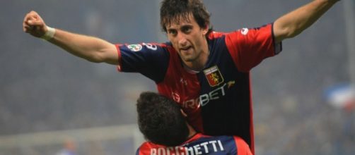 Diego Milito in un derby di Genova