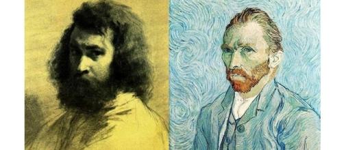 Izquierda: "Autorretrato". Jean-François Millet (1814-1875). Derecha: "Autorretrato". Vincent Van Gogh (1853-1890)