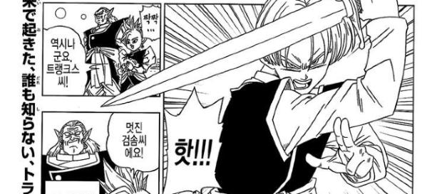 Trunks del futuro entrenando con Shin y Kibito Trunks del futuro entrenando con Shin y Kibito