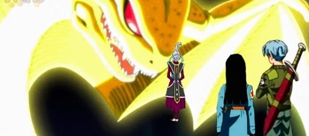 Trunks, Mai y Wiss frente al Dios dragón Zarama Trunks, Mai y Wiss frente al Dios dragón Zarama