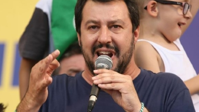 Matteo Salvini, segretario Lega Nord interviene a Pontida
