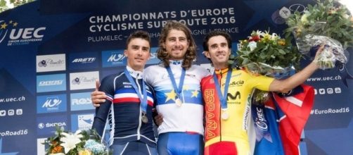 Il podio degli Europei: Sagan davanti a Alaphilippe e Moreno