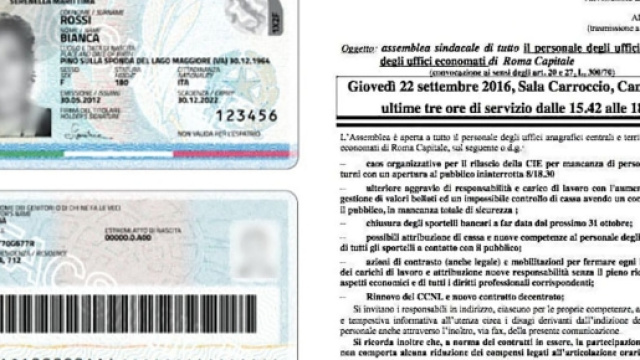 La nuova carta di identità e la convocazione sindacale per il 22 settembre.