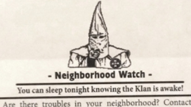 Esempio di volantino distribuito dal KKK