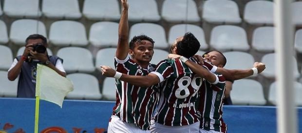 Jogadores do Fluminense comemorando gol: algo frequente na Copa do Brasil em 2016 (Foto: Arquivo) Jogadores do Fluminense comemorando gol: algo frequente na Copa do Brasil em 2016 (Foto: Arquivo)