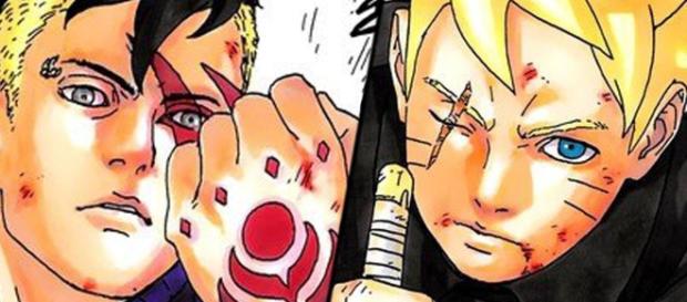 Kawaki el del tatuaje rojo y Boruto el de tatuaje azul Kawaki el del tatuaje rojo y Boruto el de tatuaje azul