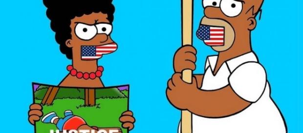 Los Simpson protestan contra el racismo y la brutalidad policial apareciendo con la piel negra. Los Simpson protestan contra el racismo y la brutalidad policial apareciendo con la piel negra.