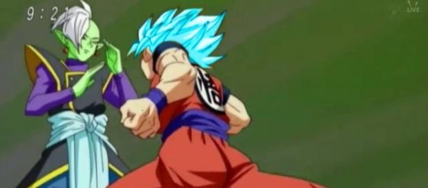 Goku en super sayayin blue vs Zamasu Goku en super sayayin blue vs Zamasu