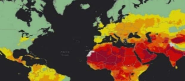 Harta țărilor cu poluare a aerului (roșu-poluare intensă) Harta țărilor cu poluare a aerului (roșu-poluare intensă)