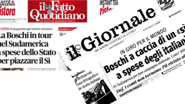 Le prime pagine del 28 settembre 2016 del Fatto Quotidiano e del Giornale