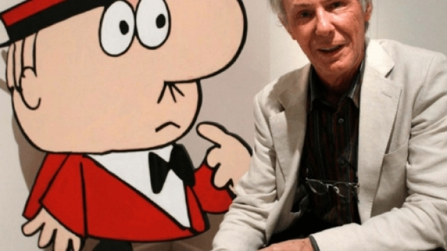Bruno Bozzetto con il suo celebre personaggio il Sig. Rossi.
